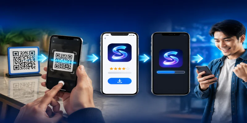 Các bước thao tác quét mã QR để tải app S66 an toàn trên nền tảng di động